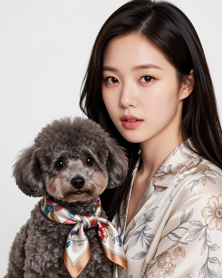 실크 스카프와 모델